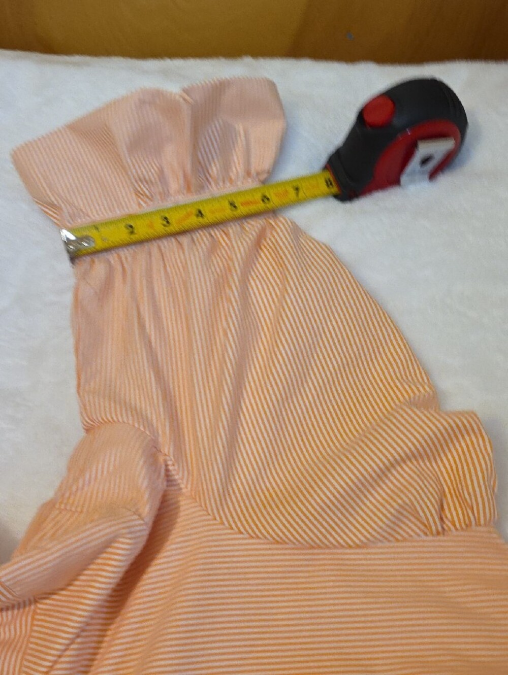 Gretchen Scott Women's Orange/White Pinstripe Tiered Ruffled Dress Size Large - Picture 9 of 12